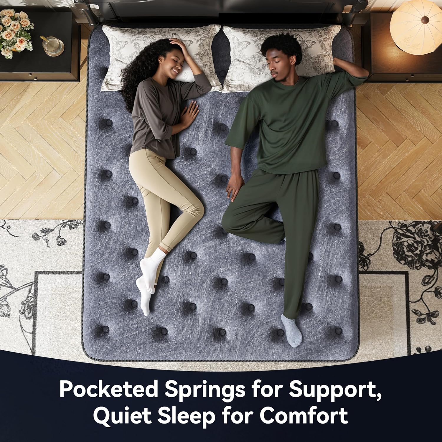 BedsPick 12-Inch King Mattress and Pocket Spring Hybrid Mattress, Medium Firm Feel for Pressure Relief, King Size Bed Mattress, CertiPUR-US Certified