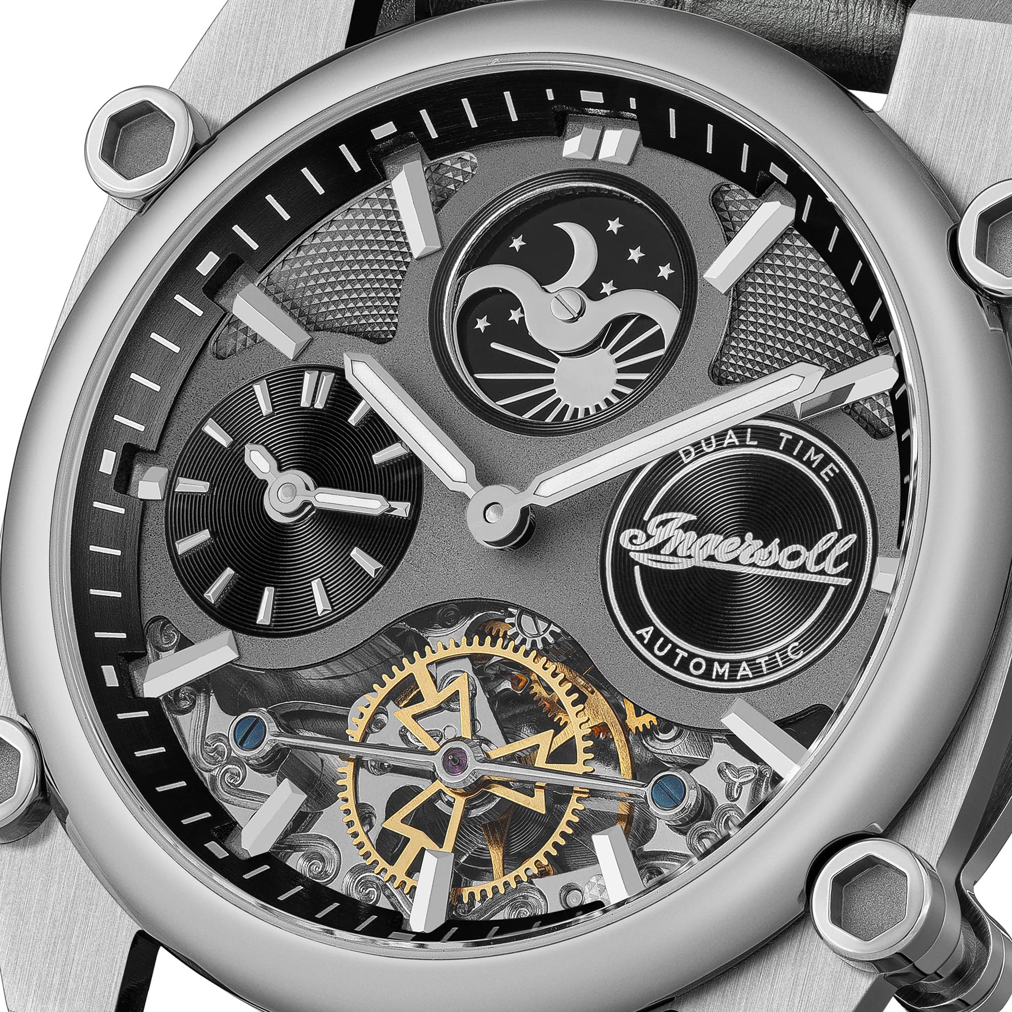 Ingersoll The Varsity Męski automatyczny zegarek 47 mm z tarczą i skórzanym paskiem