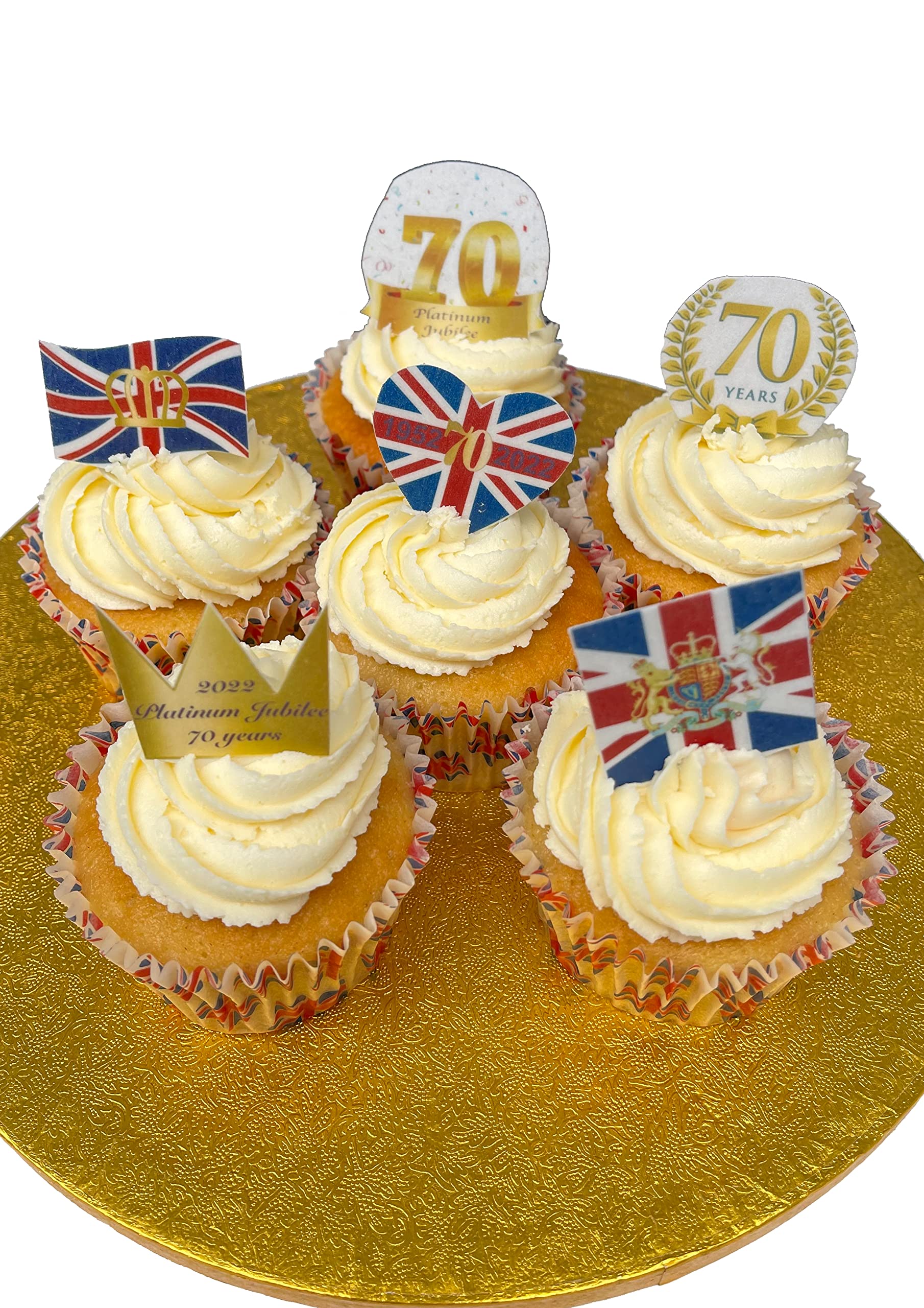 Buy 24 Union Jack Cake Cases & 24 Stand Up Union Jack and Gold Queens