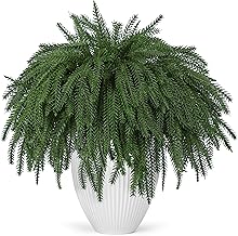 Der Rose 12Pcs Christmas Norfolk Pine Stems, 18 Inch Artificial Pine Branches Faux Cedar Stems Greenery Picks for Xmas DIY Crafts Wreath Garland Home Outdoor Christmas Decorations Indoor