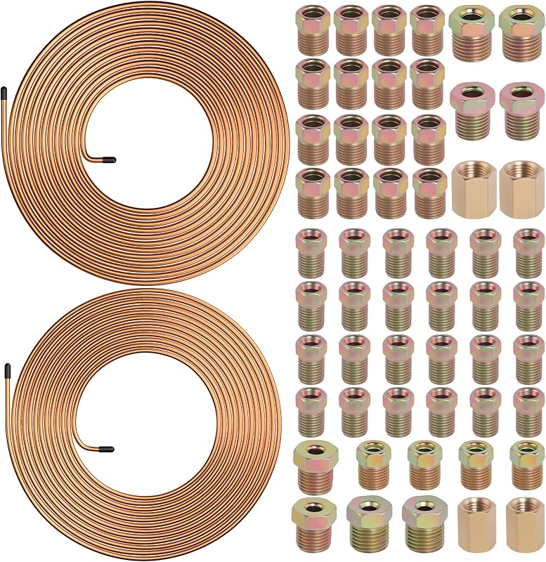 Kit de Tubos para Linha de Freio Ailbiuko em Cobre 3/16" e 1/4" com Conexões – 7,62 m