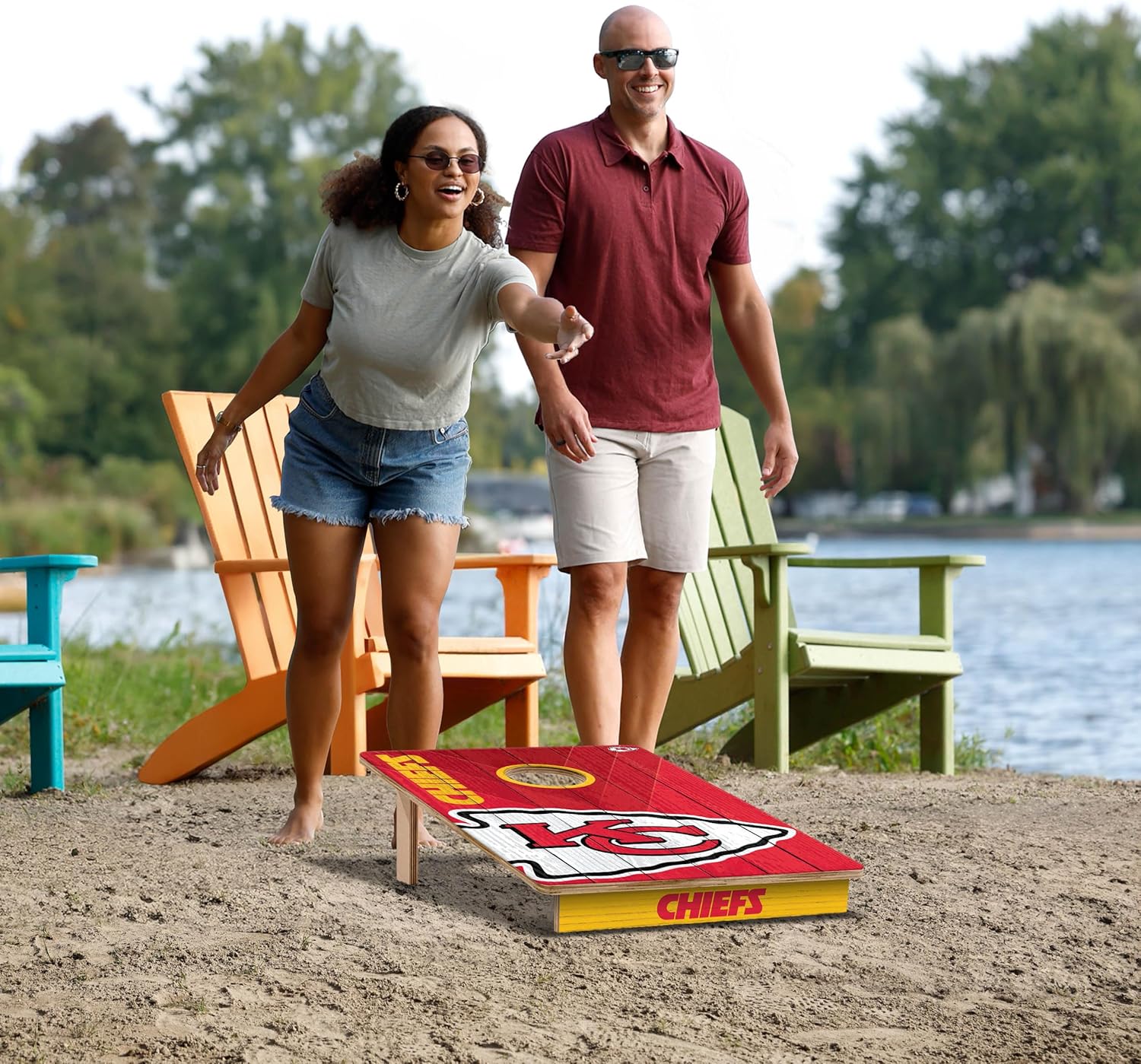 YouTheFan NFL 2’ x 3’ Wood Cornhole Game with Logo Bags