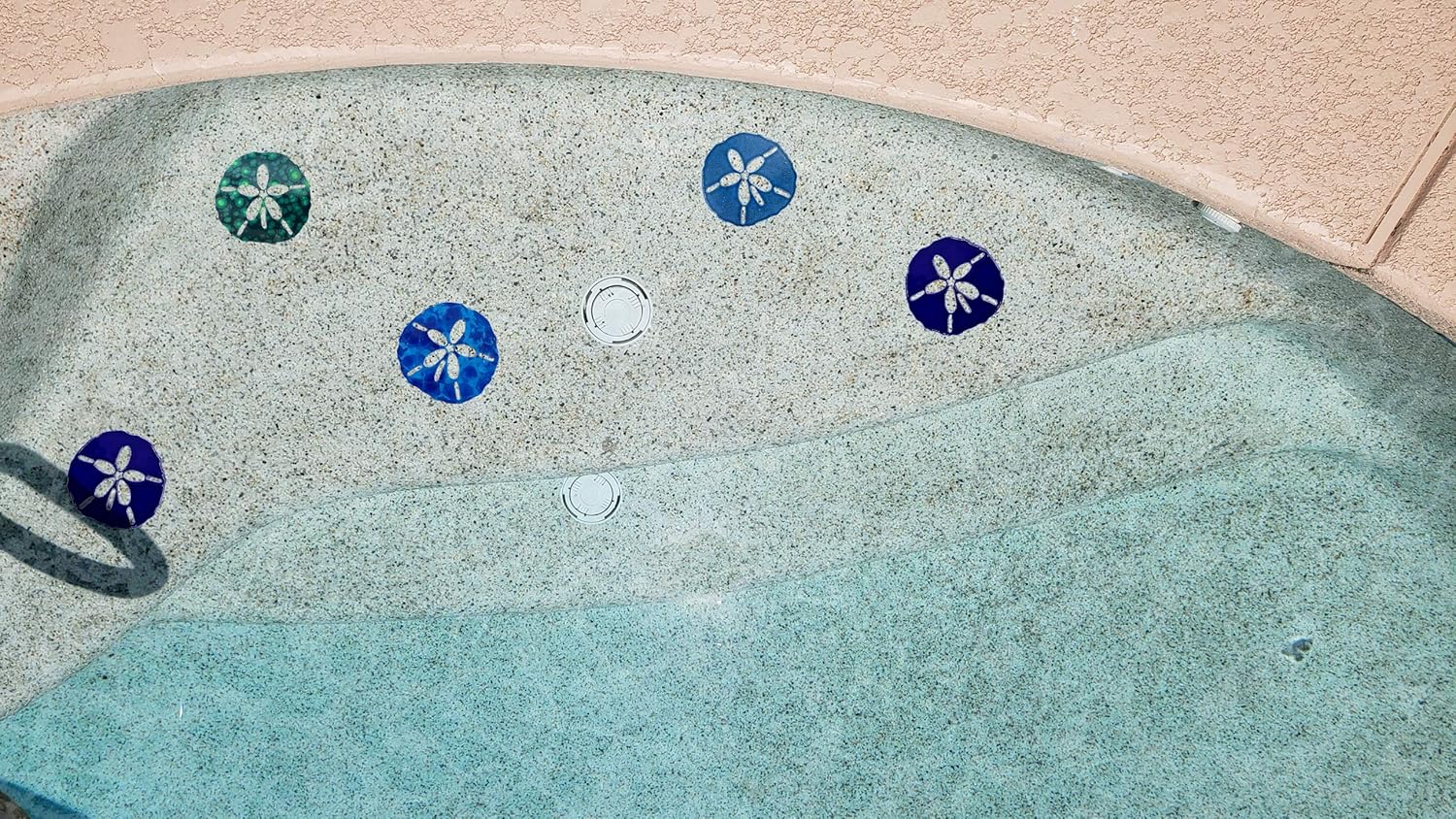Aquatic Custom Tile Sand Dollar Porcelain Swimming Pool Step Marker Mosaic 4" Cobalt Blue 2 Pack