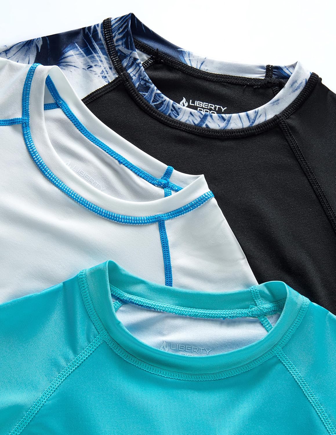 Liberty Pro 3 Pack Boys' UPF 50+ Rash Guard Short Sleeve Swim Shirts, Quick Dry UV Protection Swimwear for Kids - Image 6