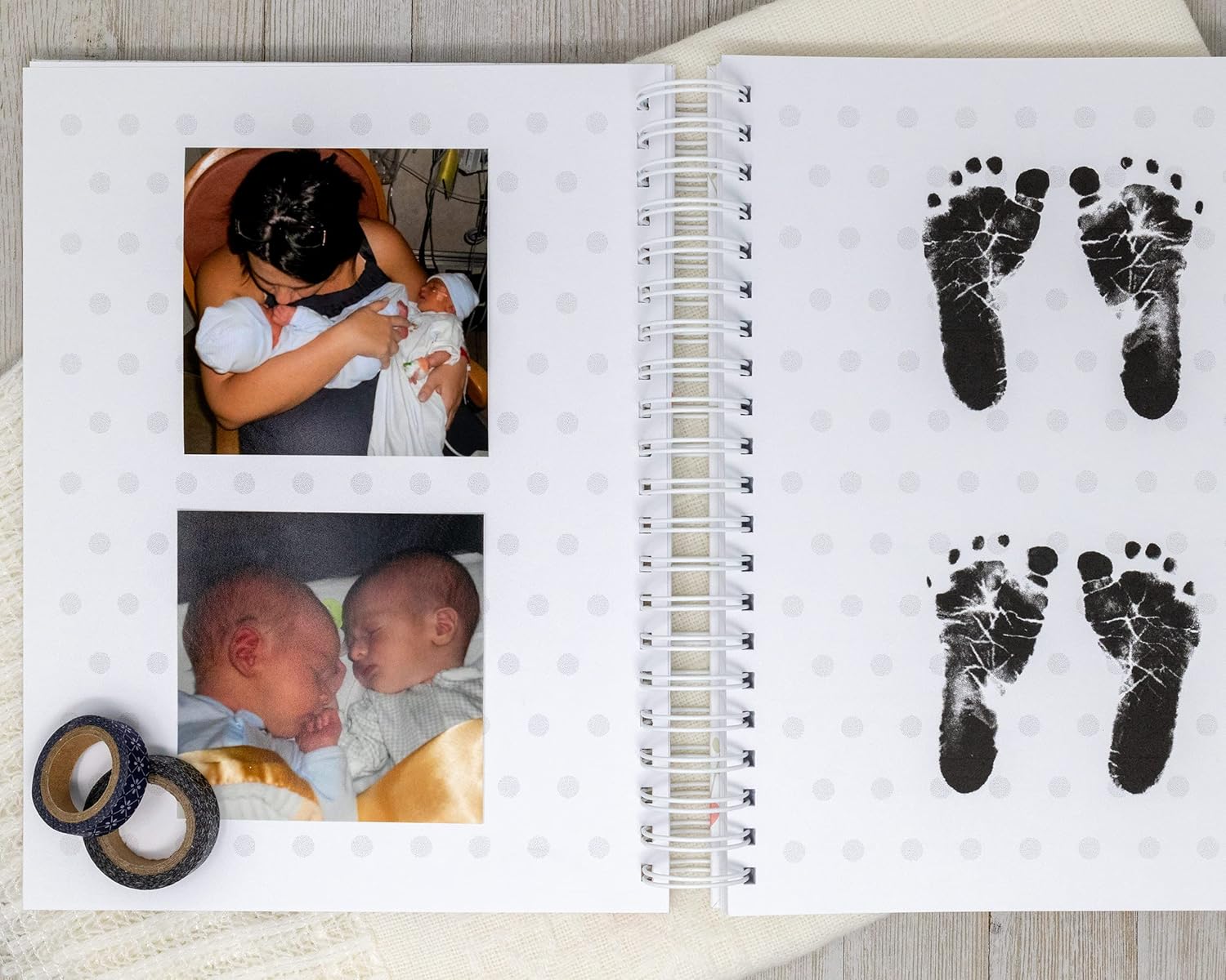 Personalized Twin Baby Memory Book - Hardcover First Year Album Customized with Babies’ Names - Prompted Baby Journal (Pooh & Piglet)