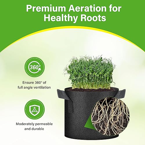 Miniatura 5 de HealSmart Paquete de 6 bolsas de cultivo no tejidas de 3 galones, macetas de tela de aireación con asas, adecuadas para frutas de jardín, verduras y