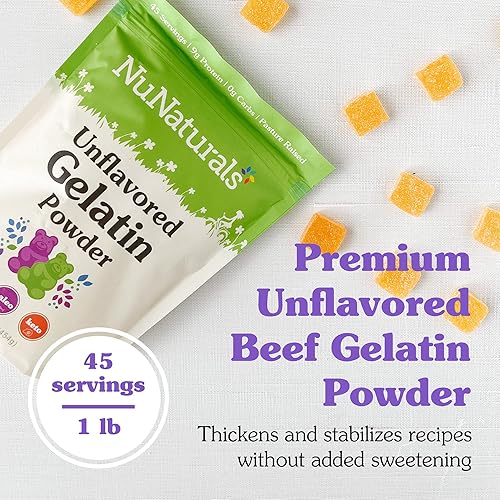 Miniatura 3 de NuNaturals Polvo de gelatina de carne de res sin sabor premium, 1 libra (sin sabor, paquete de 2)