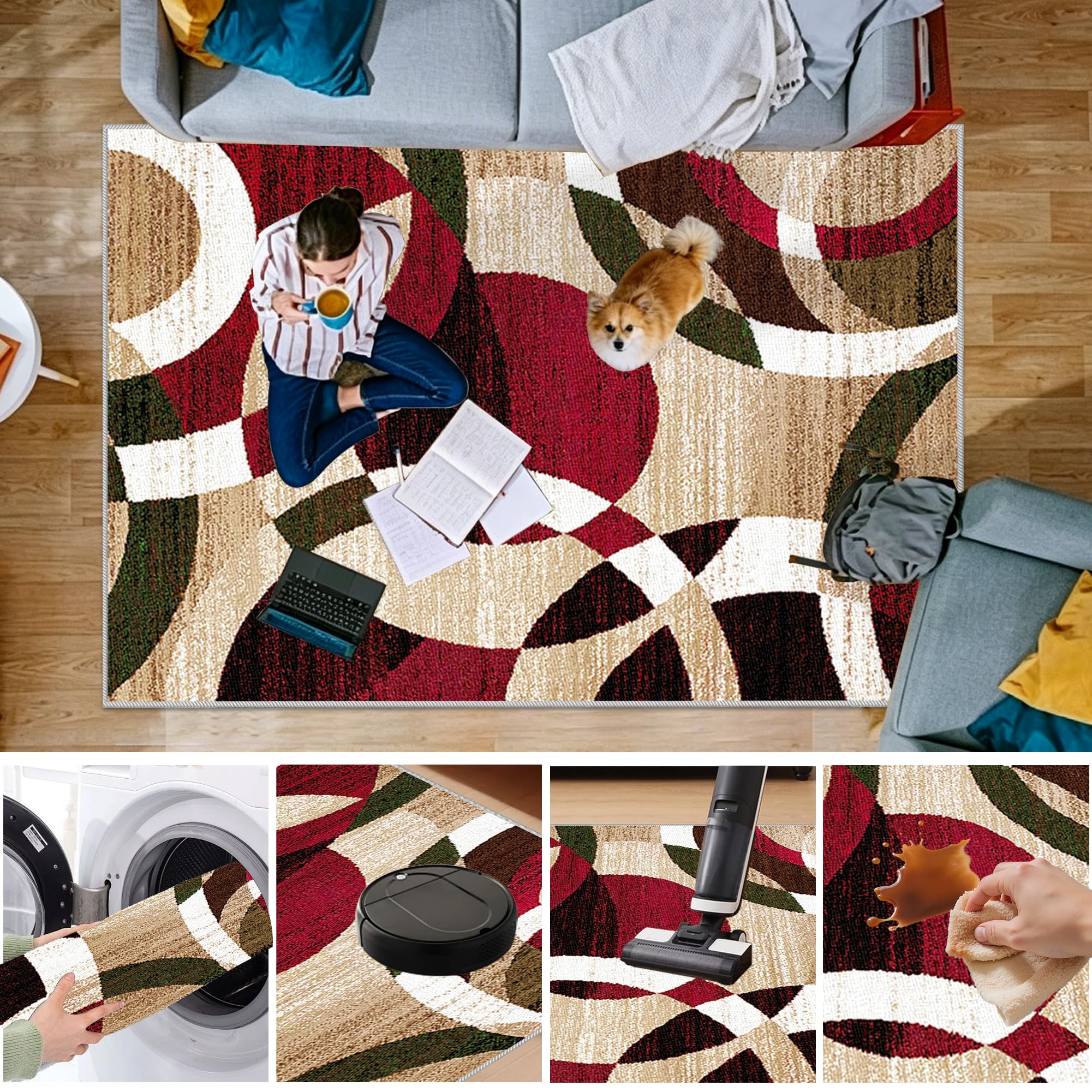 Dywan do salonu można prać w pralce 170 x 230 cm nowoczesny dywan do sypialni duży dywan do jadalni dywanik do sypialni dywan z krótkim włosiem do kuchni, sypialni, domowego biura