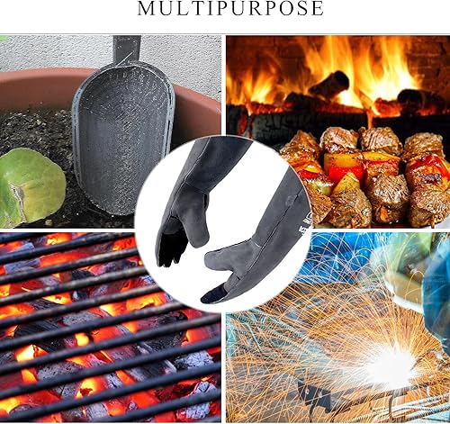 Miniatura 4 de RAPICCA Guantes de soldadura de 16 pulgadas, 662 ℉, forja/Mig/Stick de cuero extremadamente resistente al calor con costuras de Kevlar, perfectos