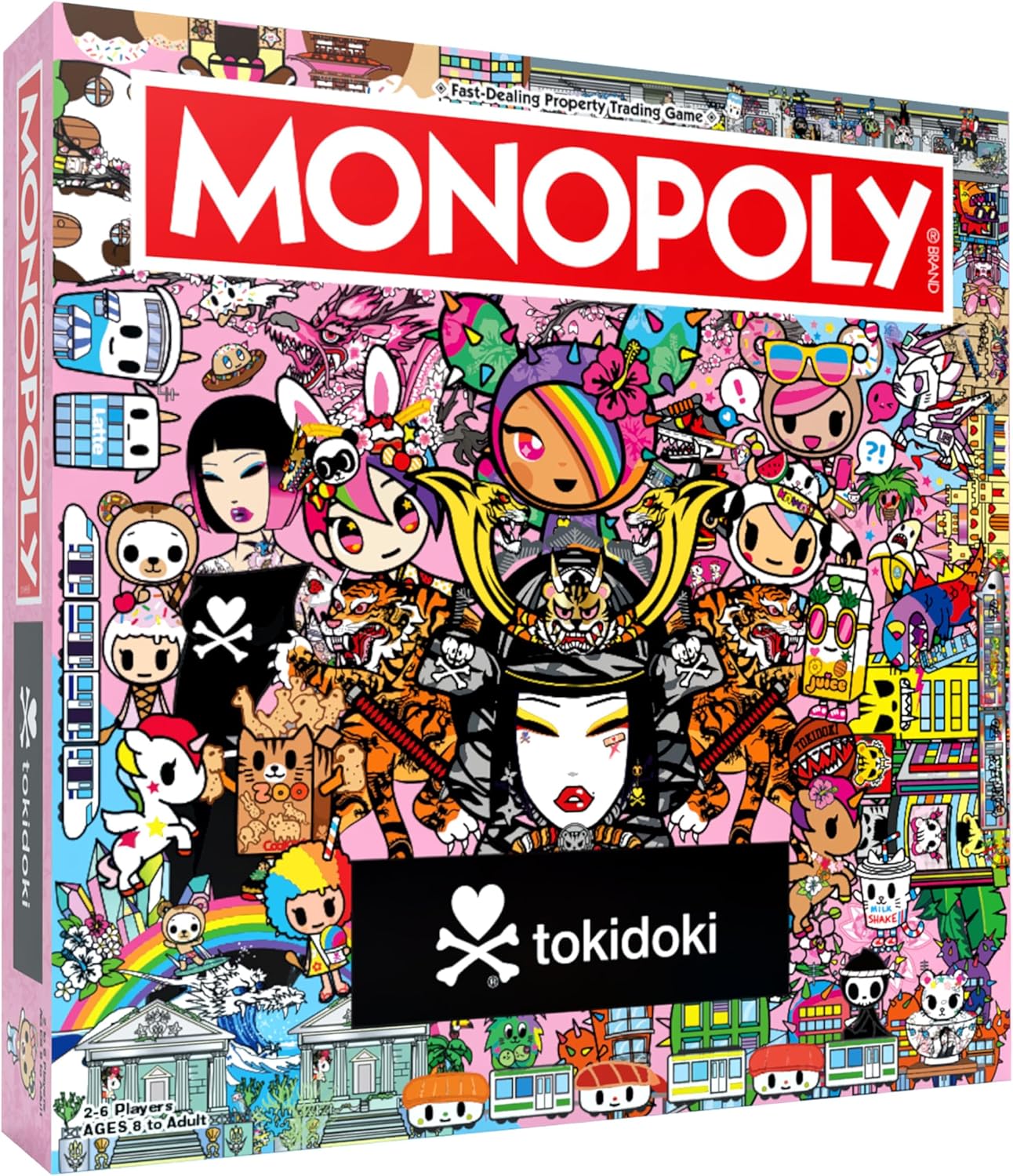 MONOPOLY: tokidoki Board Game, Buy, Sell & Trade Characters like Donutella, Mozzarella, & Stellina, Includes 6 Collectible Mover Tokens - Cactus Dog, Sirena, Adios & More,Official tokidoki merchandise