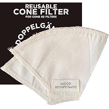 2-Pack Reusable Organic Cotton Cone #2 Coffee Filter Cloth Filters for Coffee Dripper, Pour Over Coffee Dripper & Coffee Makers that Use 2-6 Cup Cone Coffee Filters