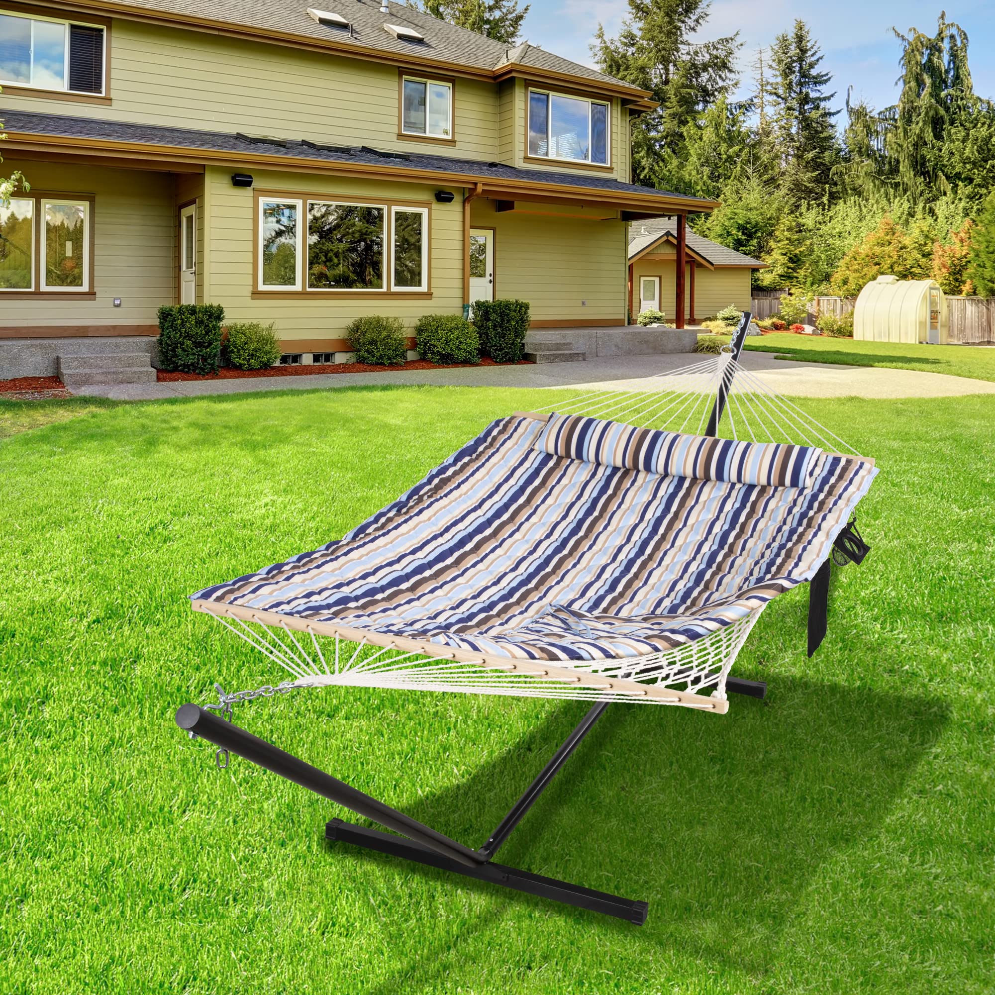 ANOW Outdoor Hammock with Stand 12FT， Heavy Duty Hammock with Steel