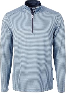 Virtue Eco Pique Micro Stripe Recycled Mens Quarter Zip
