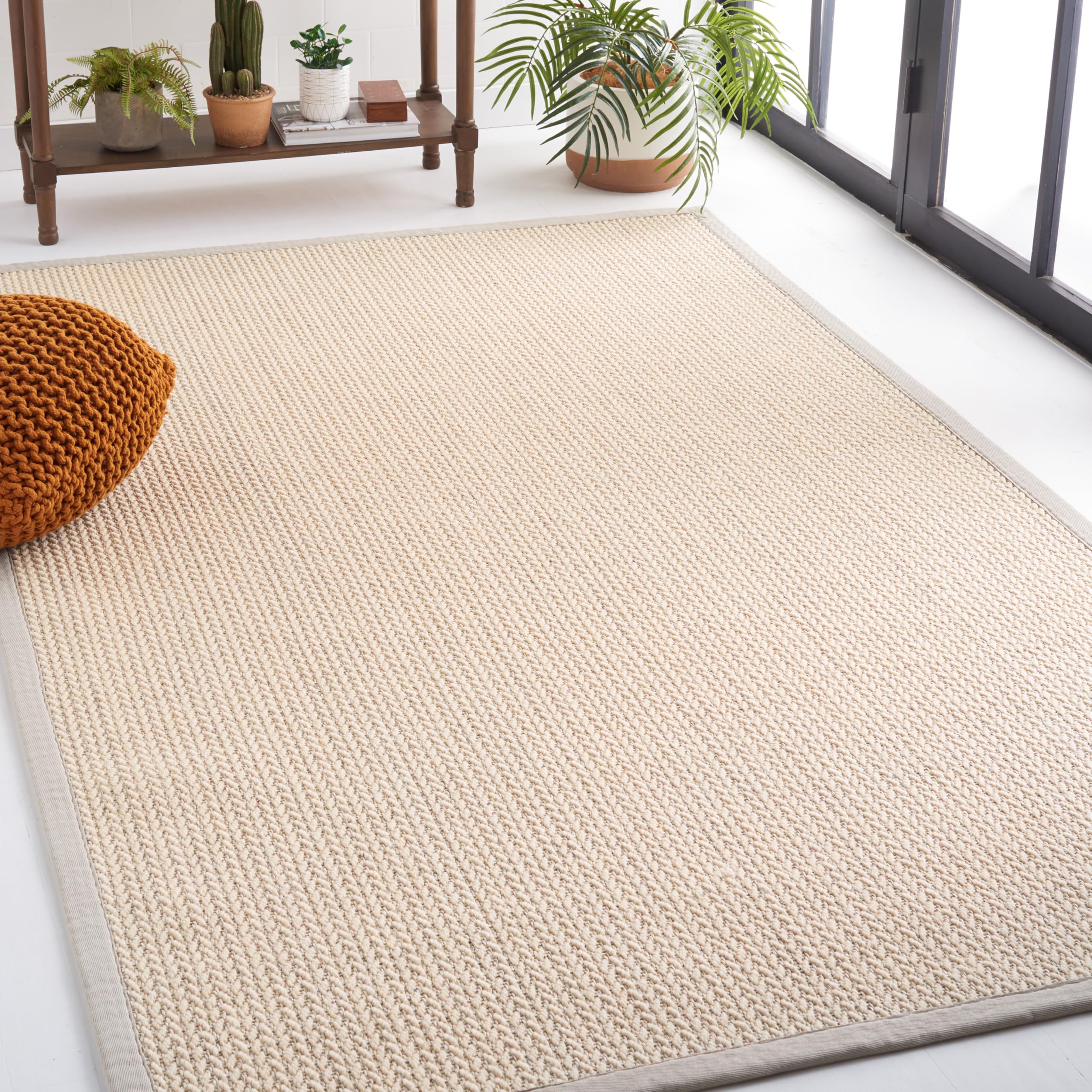 Tapis En Fibre Naturelle Safavieh – Jonc De Mer, 183x183 Cm, Naturel/beige – Pour Salon, Salle à Manger, Chambre