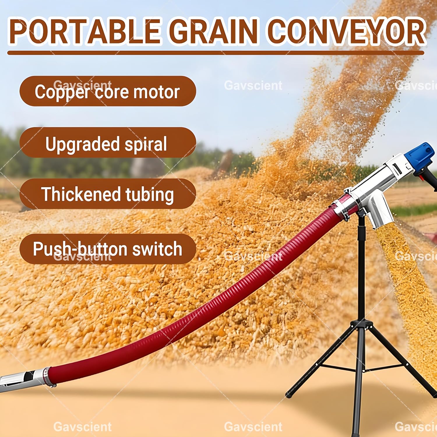 Grain Suction Auger Pump, Portable Conveyor with High Suction, Stainless Steel Feed Port, Suitable for Small Particles, Grain, Cement, Sand and Powder Cleaning 2000w-1.5M