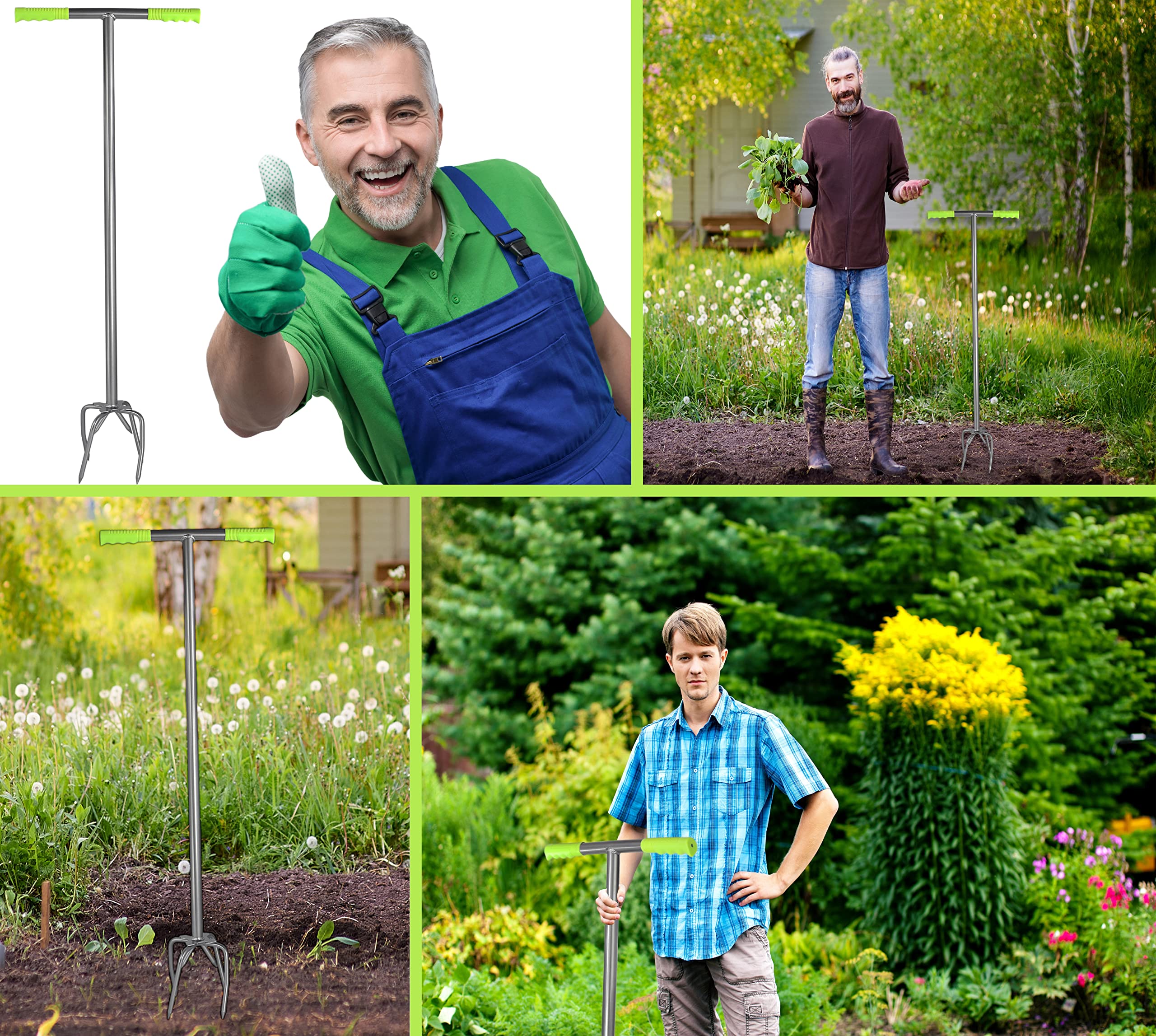 Gartenkralle mit 6 Zinken Unkrautkralle Boden Kultivator Erdkralle Bodenlockerer Grubber Gardenclaw Twist Tiller Vertikutierer Unkrautentferner Länge 97cm