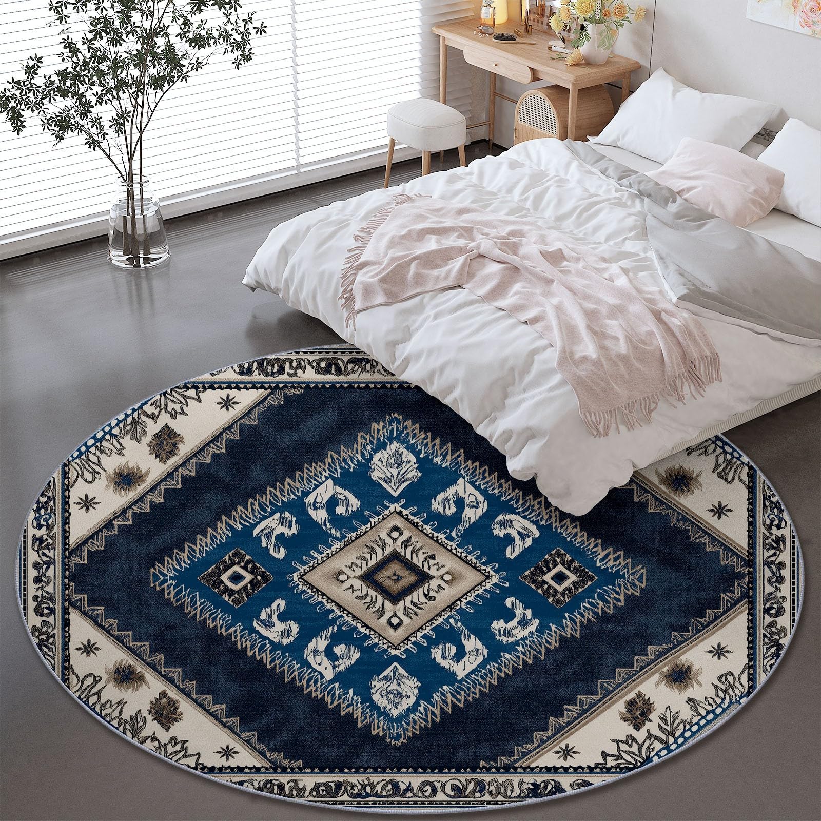 Tapis rond antidérapant 90 cm lavable pour sécuriser la chambre enfant