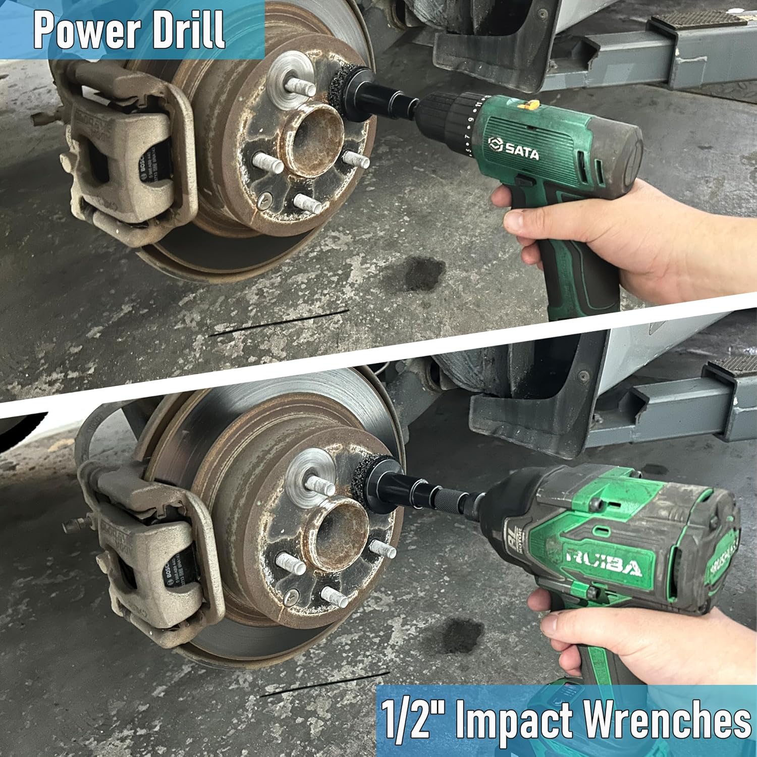 Wheel Hub Resurfacing Kit.Wheel Hub Cleaning Kit Includes 4 Pads,Holder and Adapter,Fits Power Drill or 1/2" Impact Wrenches thumbnail