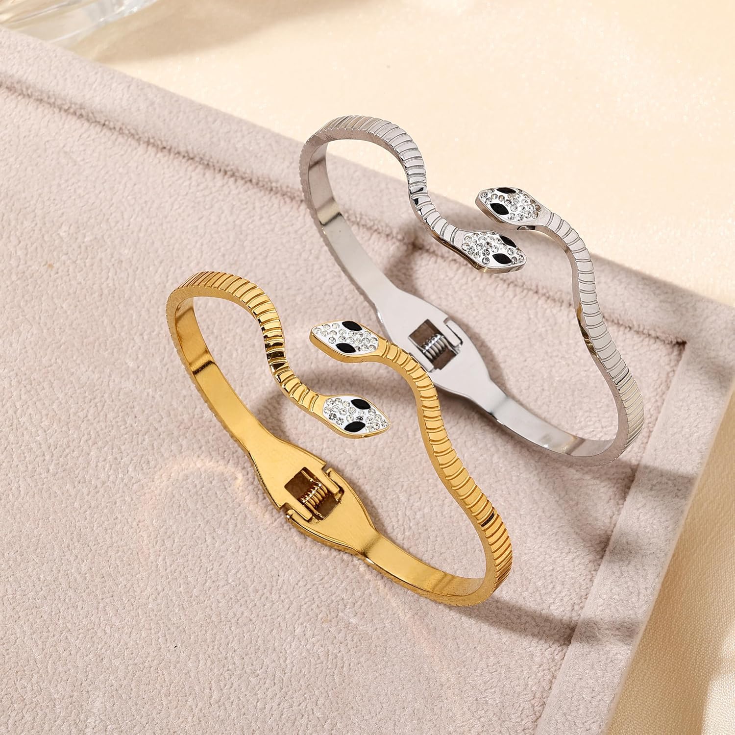 Adjustable Silver Plated Snake Bracelet for Women - Lightweight Brass Snake Chain Jewelry for Everyday Elegance and Evening Wear