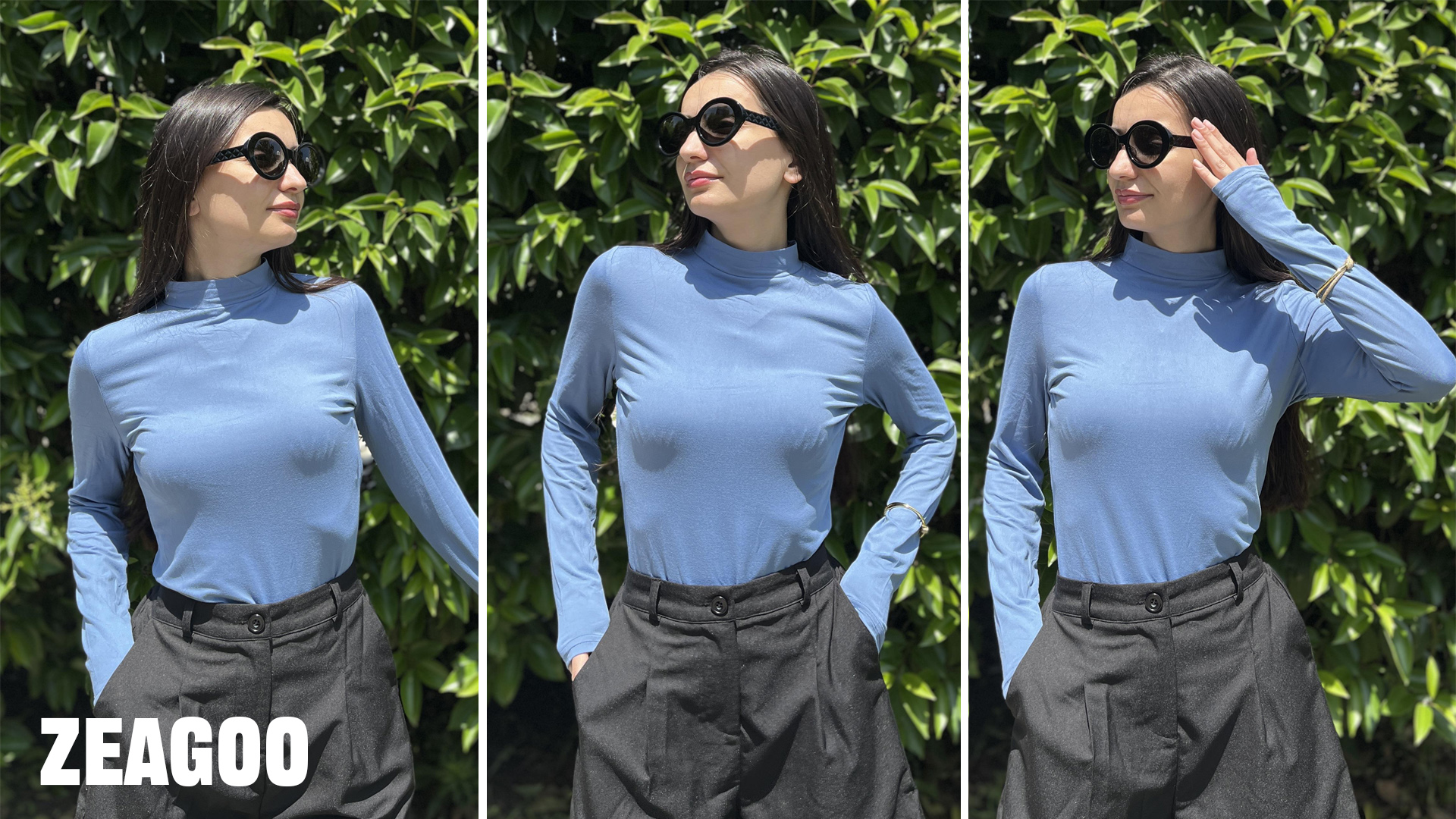 Zeagoo Mock Neck Tops for Women Dressy Casual Fall Long Sleeve