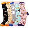 Jeasona 5 Paare Katzensocken Damen 35-38 Baumwolle Kleines Geschenk für Katzenliebhaber Katzen für Frauen Idee Sneakersocken
