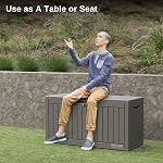 EAST OAK Boîte de rangement extérieure, 60 Gallon Deck Box à usage intérieur et extérieur, bac de rangement en résine imperméable pour coussins de patio, outils de jardinage, verrouillable, UV Résistant, Gris