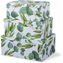 Soul & Lane - Sprigs of Green Decorative Storage Boxes with Lids, Set of 3