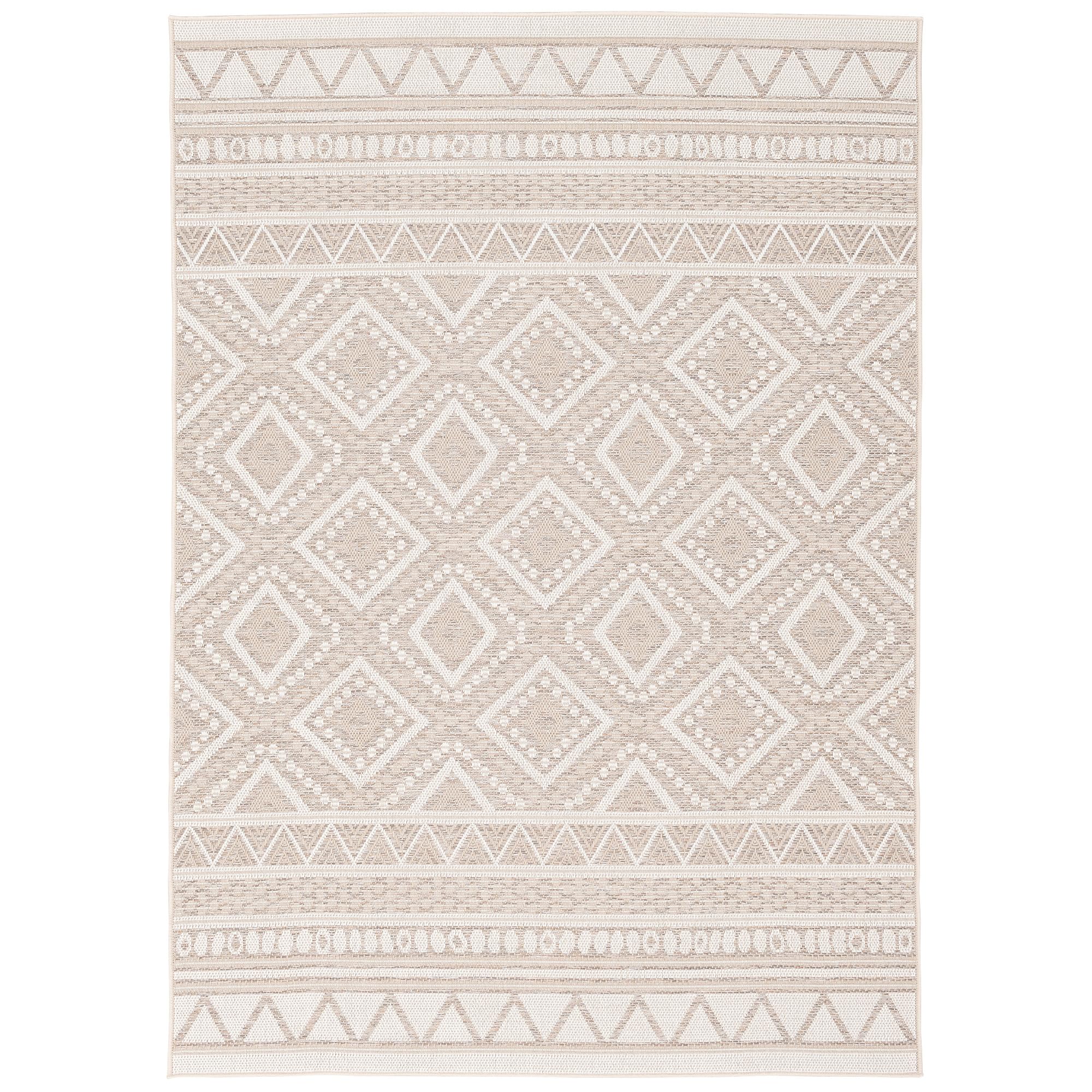 Pergamon Ottawa - Tapis Plat tissé intérieur/extérieur - Ethno Beige - 5 Tailles