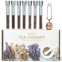 Vista 1 de Thoughtfully Gourmet, juego de regalo de infusión de terapia de té, 7 sabores únicos e infusor de bolas de cobre reutilizable, juego de té de hojas