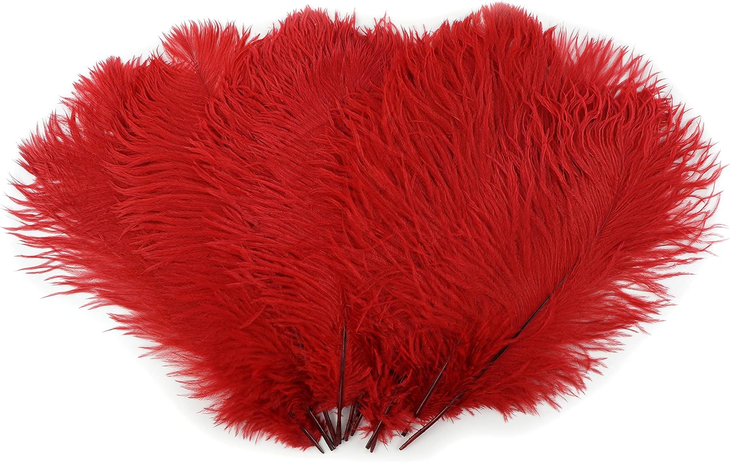 ZUCKER Ostrich Feathers for Centerpieces- Wedding Decorations- Bulk Feathers for Crafts, 1/4 Pound (Approx 60 pcs), 13-16 inch (Red)