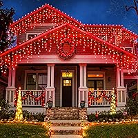 Vista 15 de Luces de carámbano, luces de Navidad de 33 pies con 400 LED, 75 caídas, 8 modos, enchufable e impermeable, para festividades, boda, fiesta, hogar