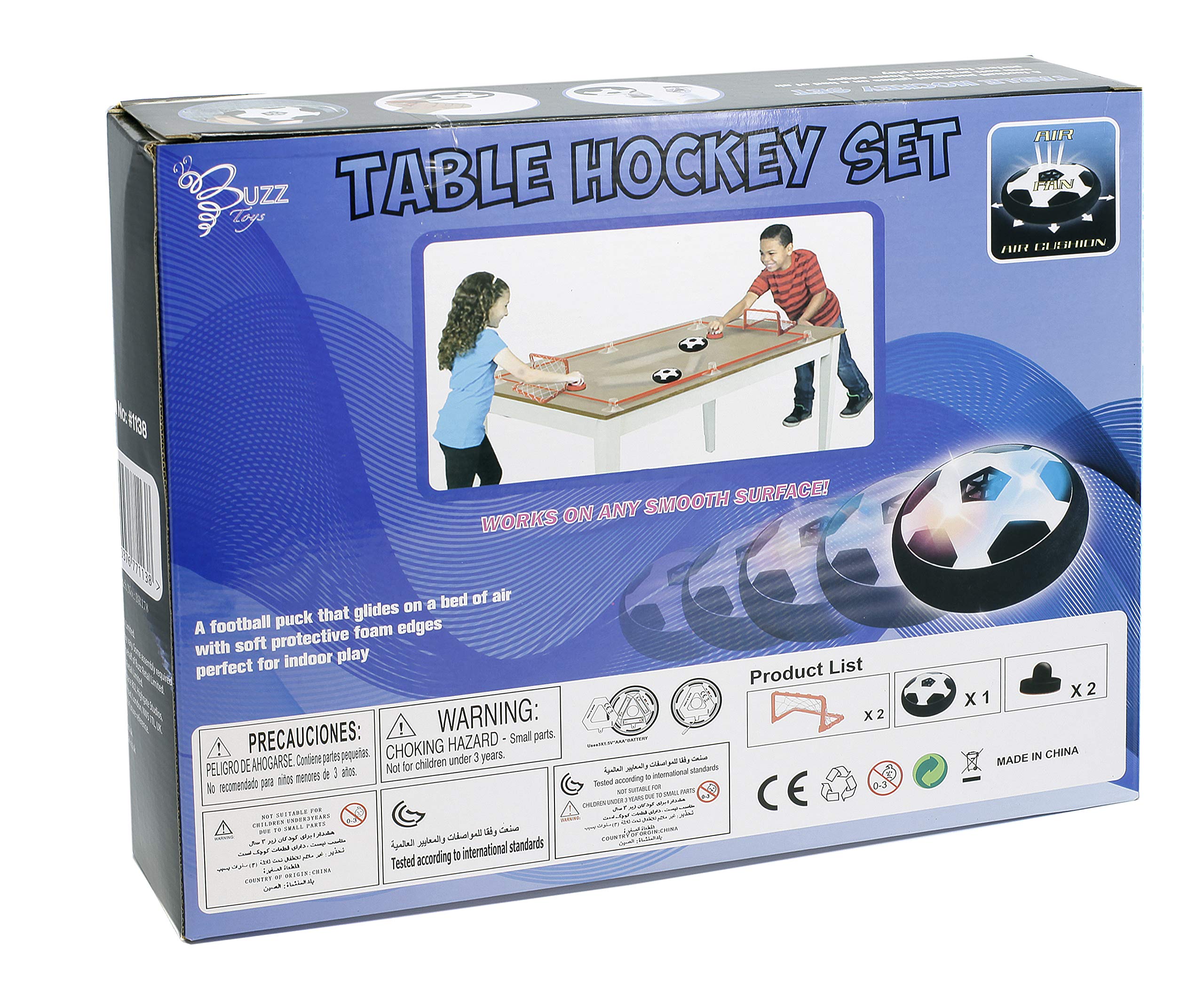 Ensemble de hockey de table – Rondelle de football à coussin d'air avec 2 poussoirs, glisse sur des surfaces lisses, jeu d'intérieur