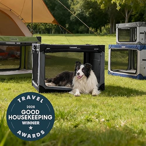 Miniatura 2 de Lesure - Jaula plegable y suave para perros, jaula de viaje para perros grandes en interiores y exteriores, jaula plegable de 4 puertas con ventanas