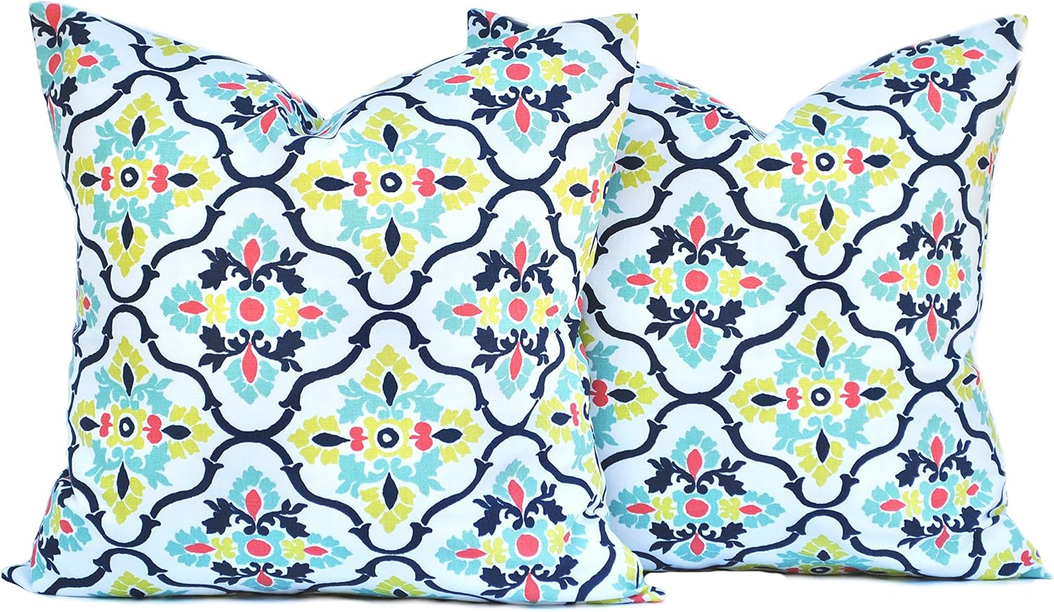 2 Premier Prints Pillow Covers, Decorative Throw Pillow, Decorative Pillow, Accent Pillow, Lime Green Navy Light Blue Pillow