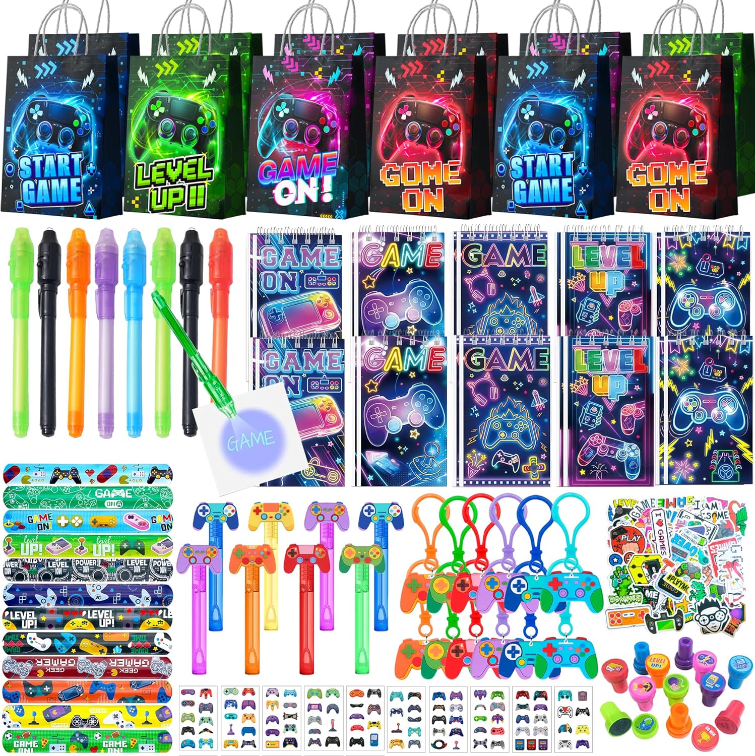 146pcs Video Game Party Favors Bags Fillers Includes Gaming Bracelets etc Video Game Party Decorations Supplies