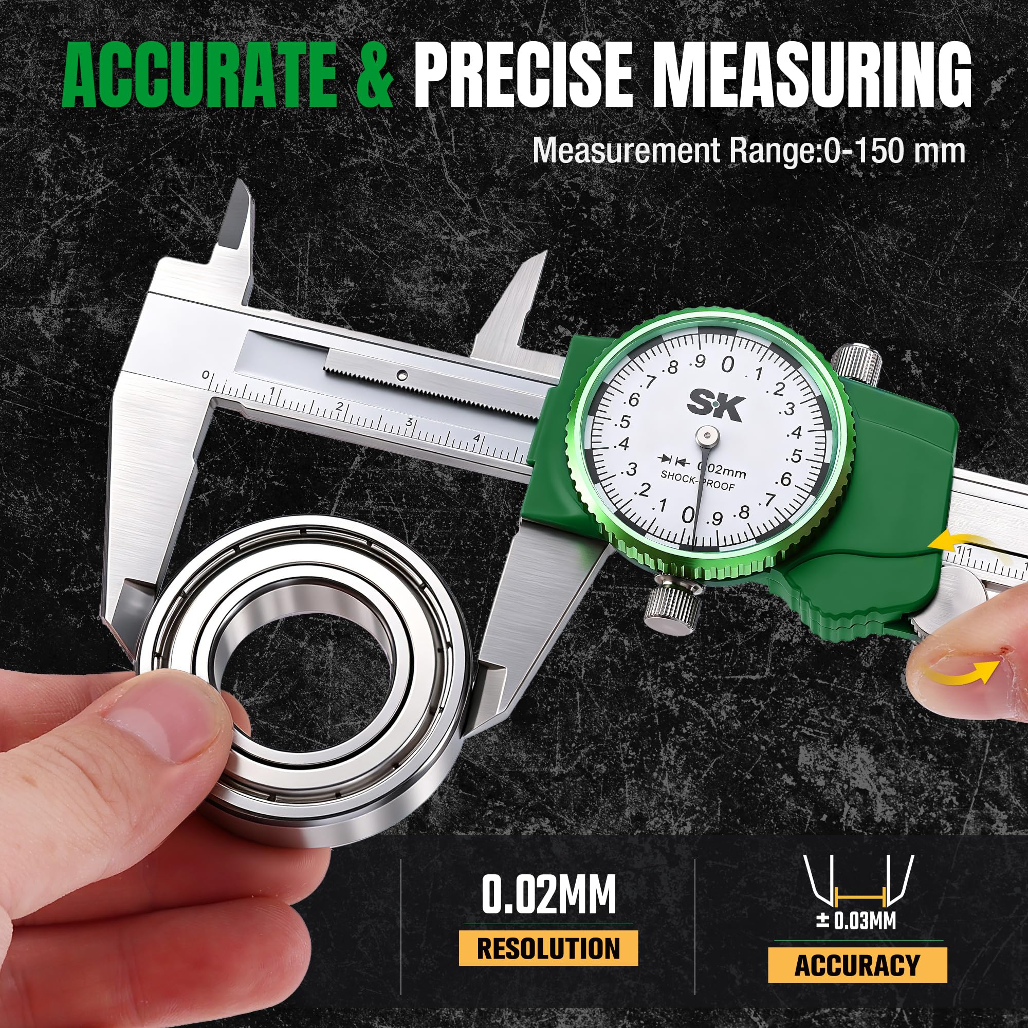 SK Metric Dial Caliper - 150mm Precision Tool -6