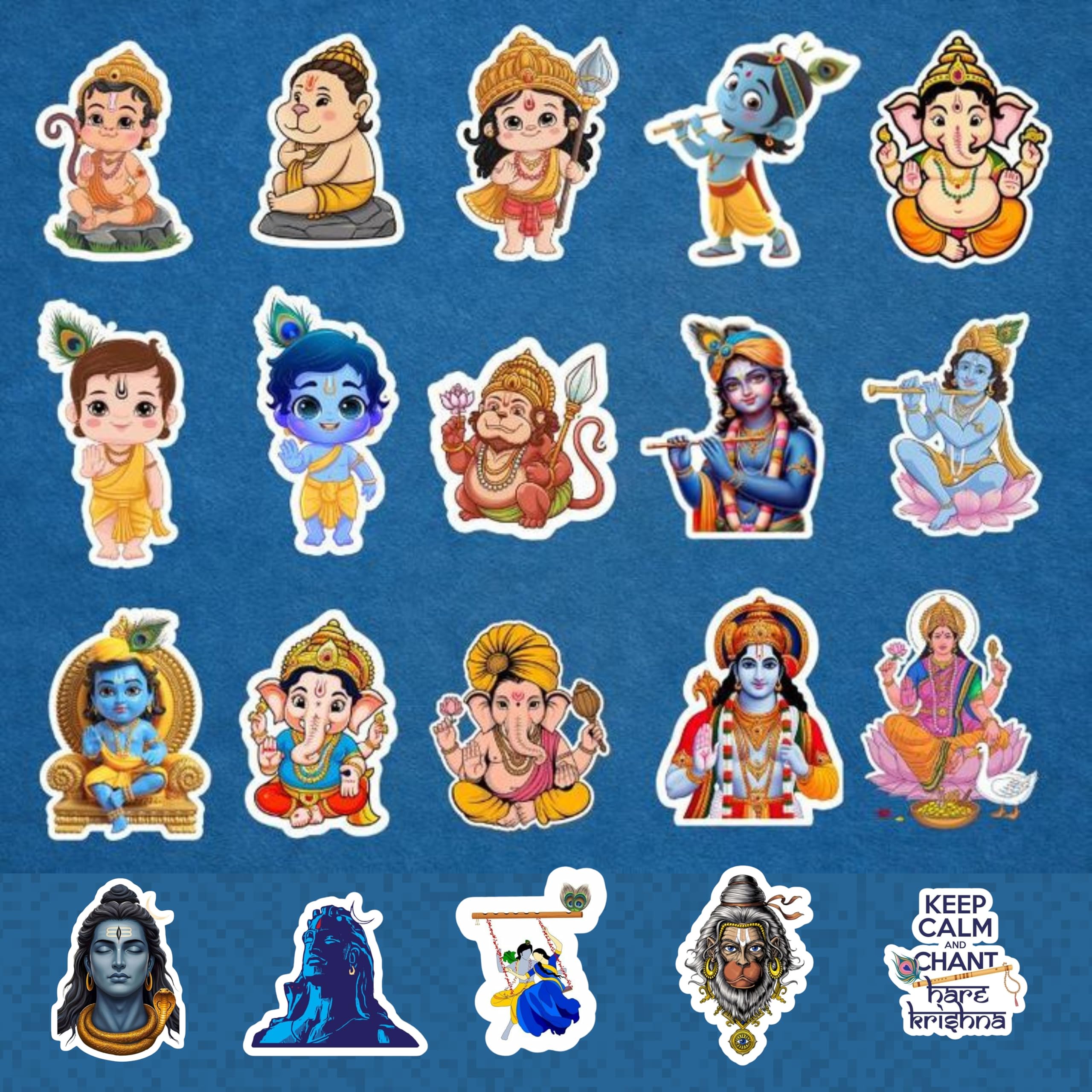 God Stickers - Pack of 25 Hindu God Stickers (5cmx 4cm) for Pooja Decor, Mandir, Laptop, Phone, Helmet | Lord Shiva, Krishna, Ganesh, Lakshmi Vinyl Stickers | Self Adhseive Decals | Glossy Waterproof-image-24