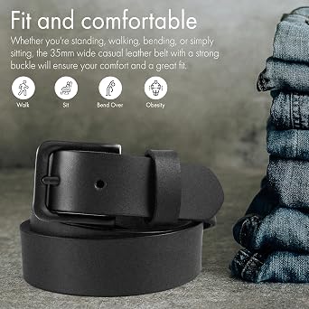 PBF Men's Genuine Leather Belt 1.37in Handmade Big Tall Size 30-64