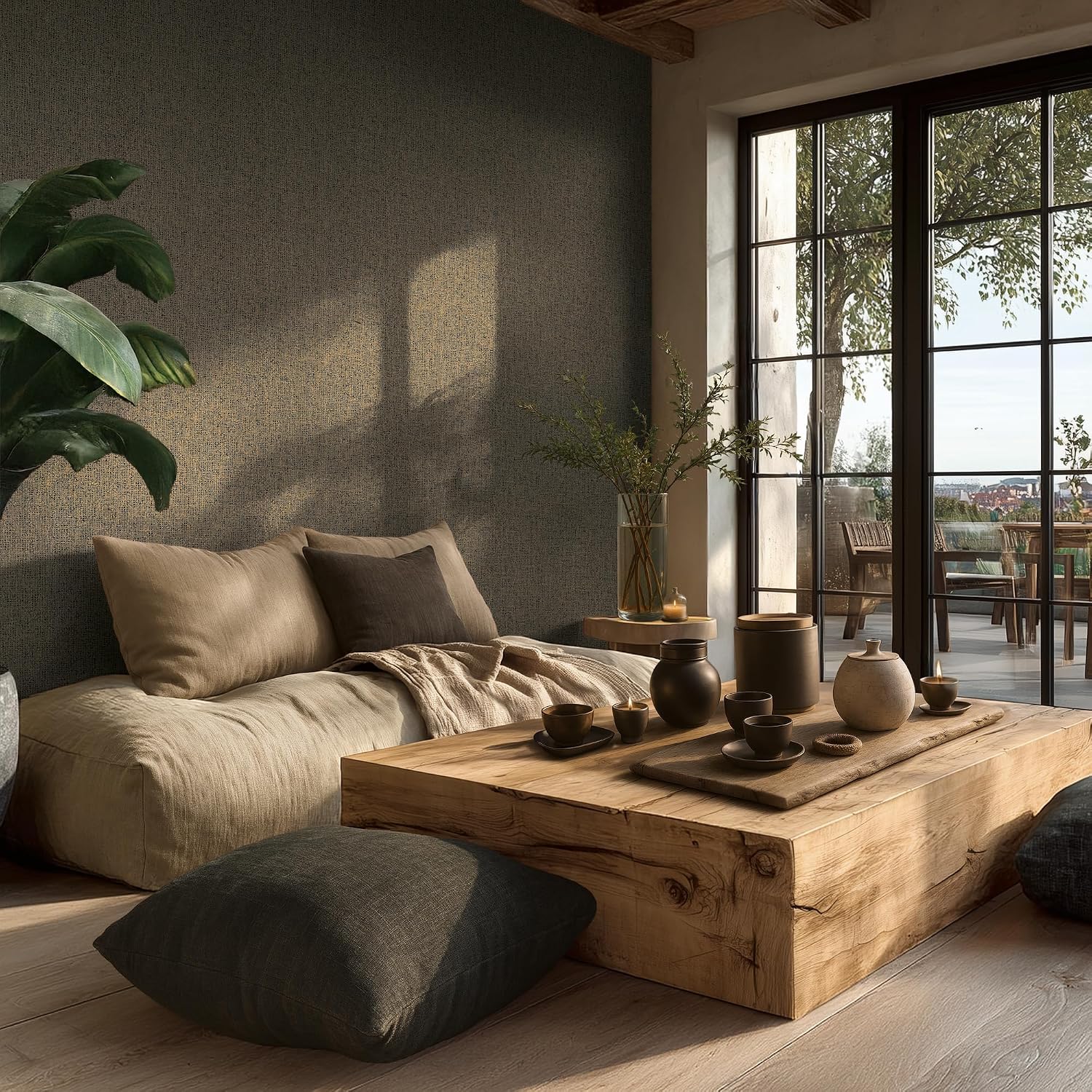 A.S. Création Vibes & Styles Jan Studio Sense & Surface Non-Woven Wallpaper - Textile Fabric Texture, Warm Earth Tones, Textured, Textured Wallpaper, Braid, 10.05 m x 0.53 m, Brown/Grey - 791124