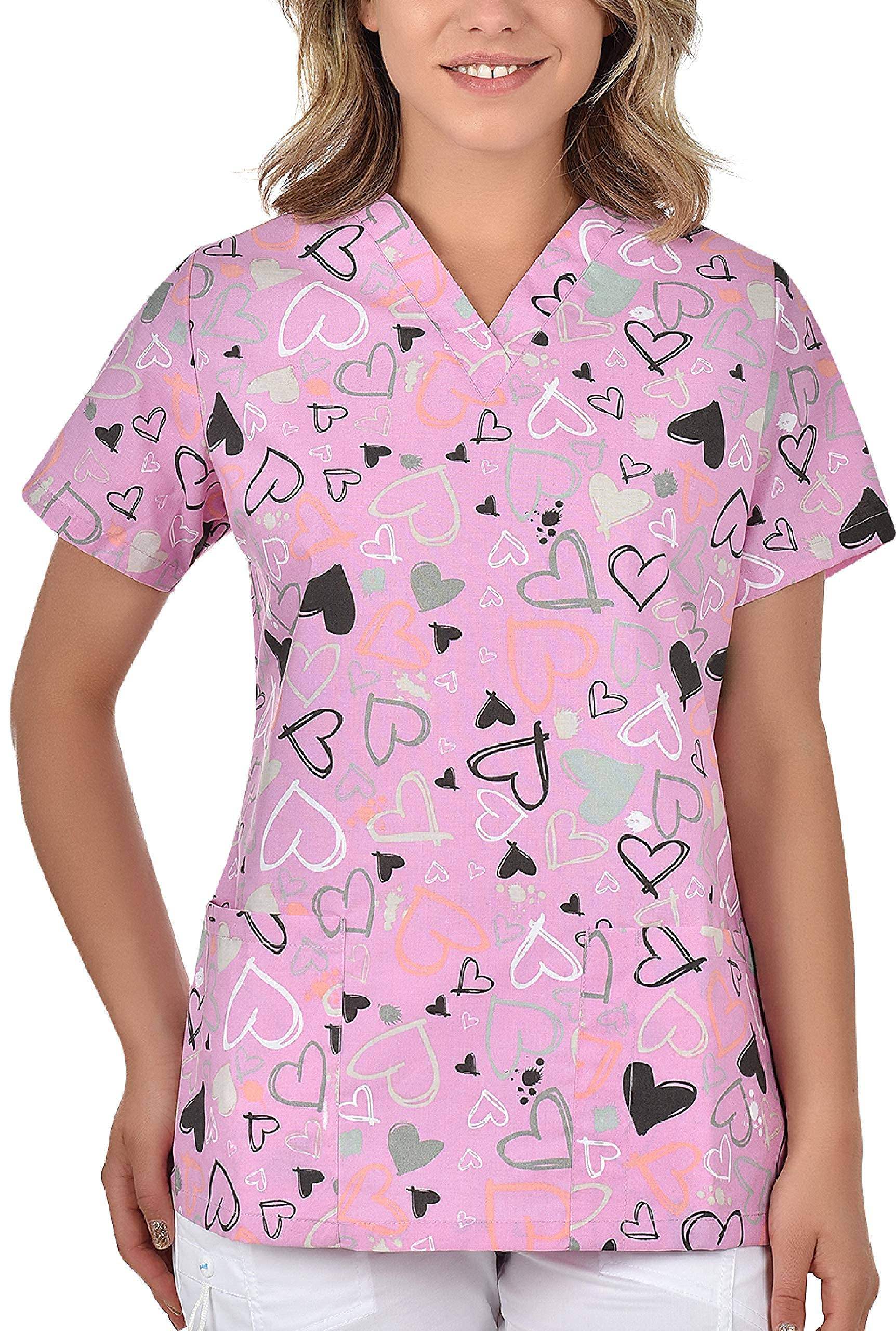 B-well Bambina Casacas Sanitarias Mujer Manga Corta Cuello V para Enfermeras, Dentistas, Médicos, Estudiantes y Veterinarios — view 19