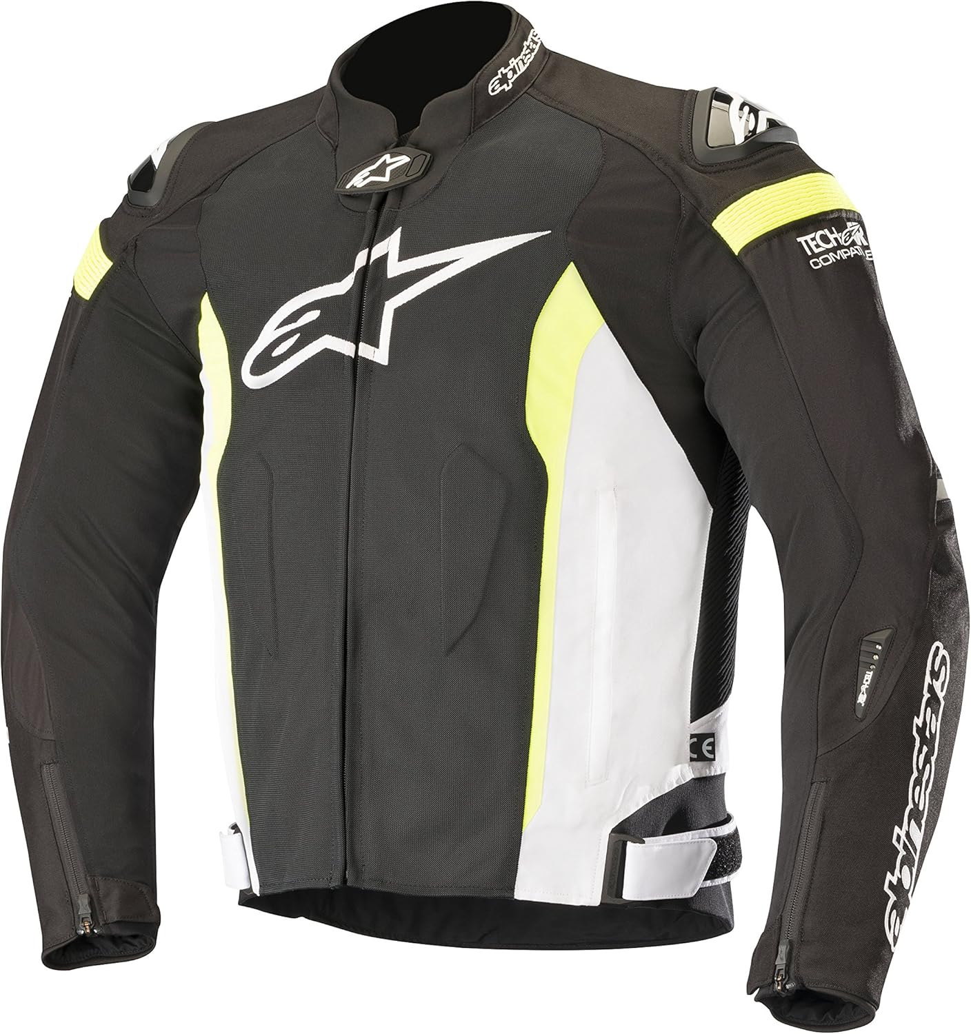Alpinestars Men's T-Missile Air Motorcycle Jacket Tech-Air Compatible, Black/White/Yellow, 2X-Large