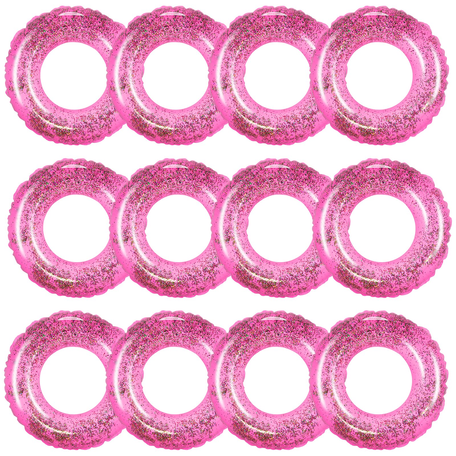 JarThenaAMCS 12Pcs Inflatable Swimming Float Toy Swim Ring Fun Pool Lounger Tube, 22.8 Inch