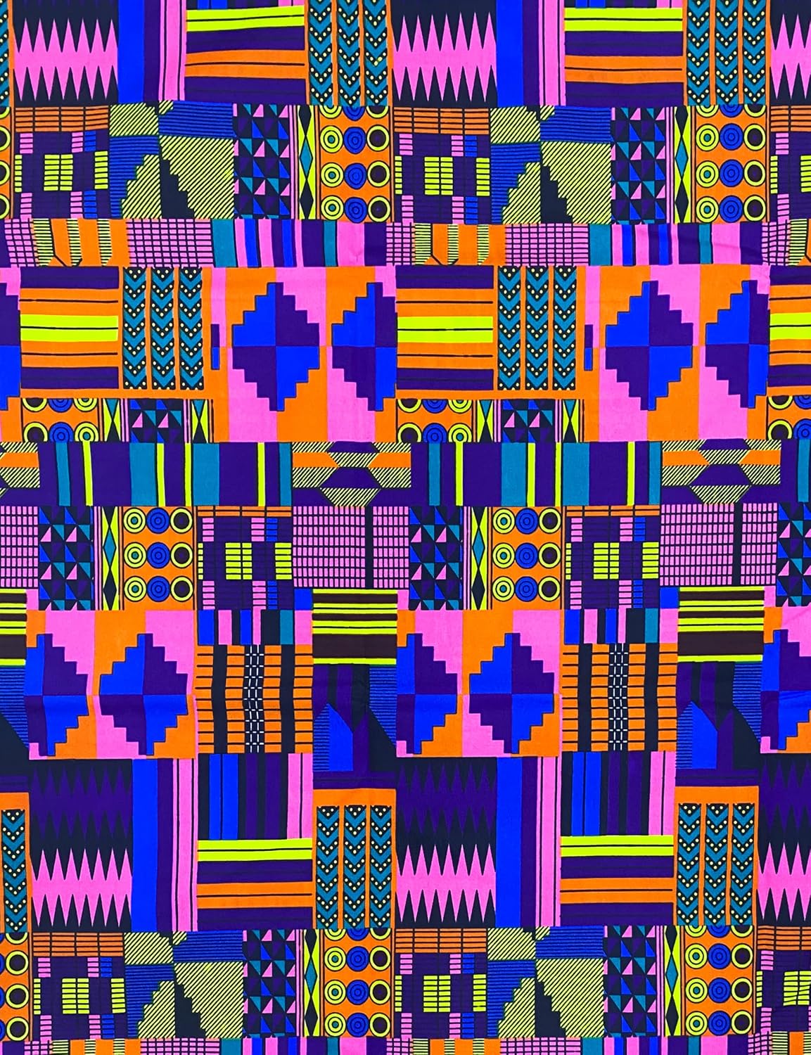Shenbolen African Print Wax Fabric Kente Cloth Ankara 100% Polyester (1 Yard,A) image 4