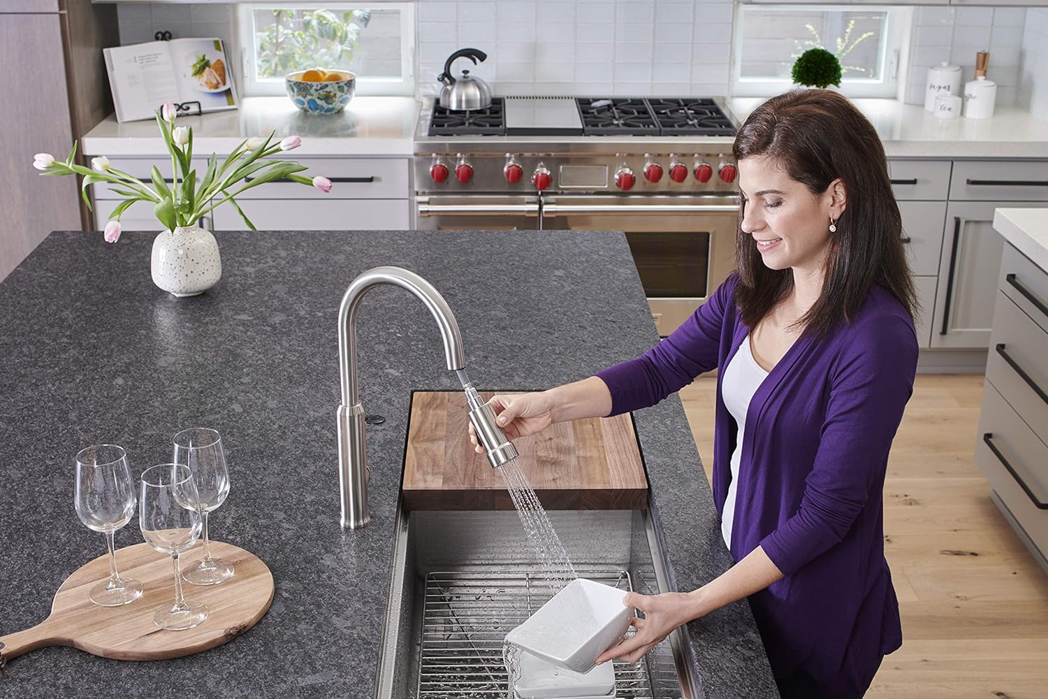 Up To 40% OFF Pacific Bay Othello Pull-Down Kitchen Sink Faucet (Brushed Satin Nickel) Flash Sale Pacific Bay Othello Pull-Down Kitchen Sink Faucet (Brushed Satin Nickel)