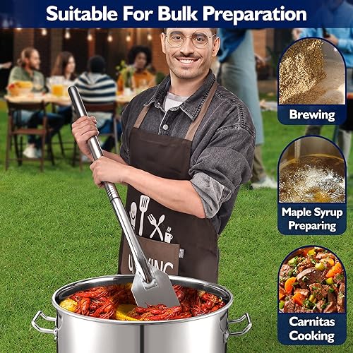 Miniatura 10 de ARC WS121 - Paleta mezcladora de acero inoxidable de 48 pulgadas con roscas, mango extraíble, paleta de agitación larga para cocinar lotes grandes,