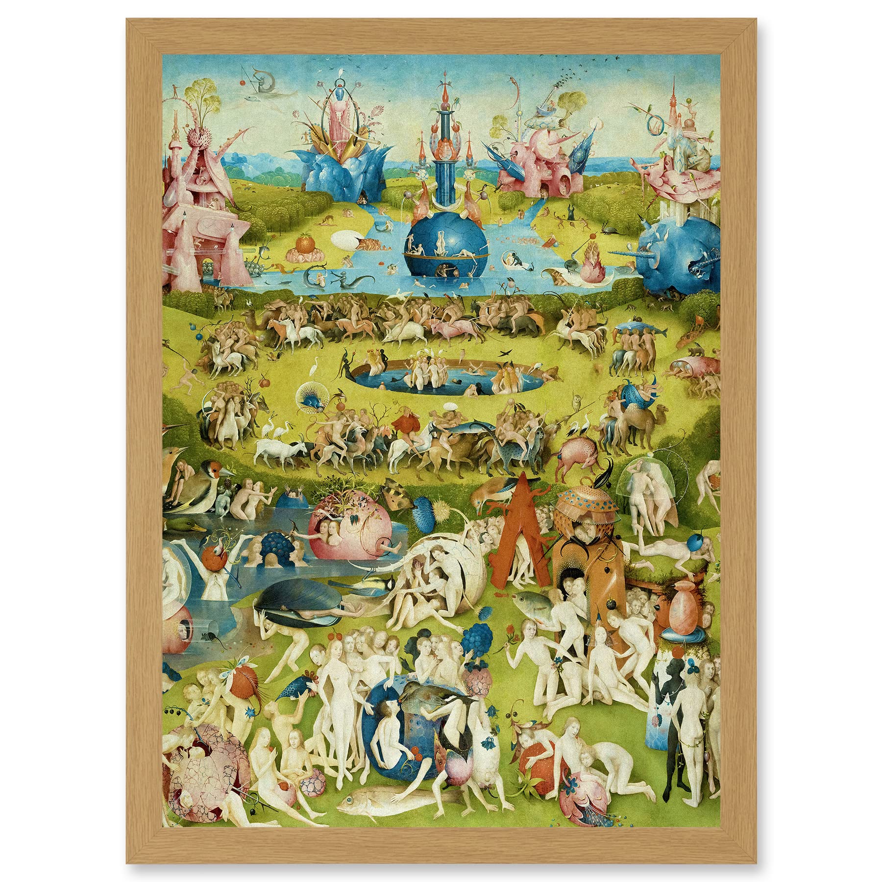Artery8 Hieronymus Bosch Garden Earthly Delights Painting Artwork Framed Wall Art Print A4