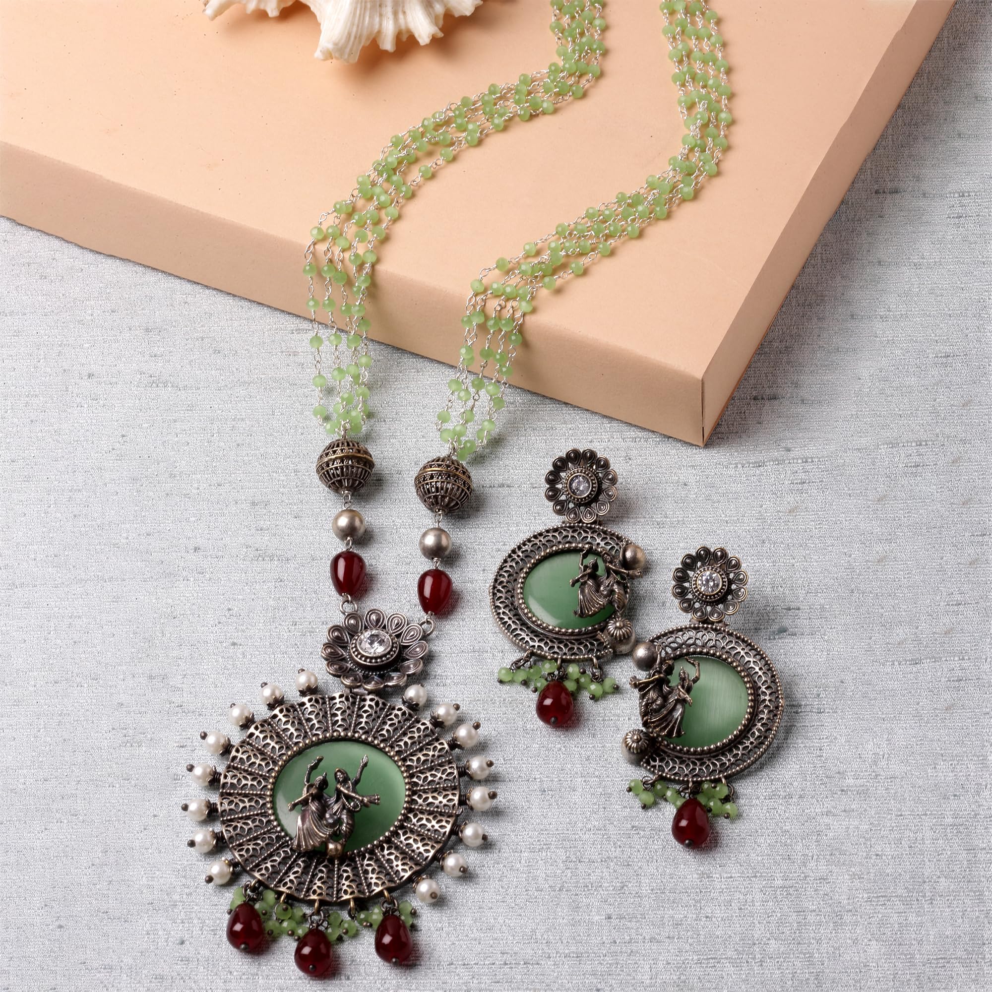 Antique Matte God Krishna Jewellery Set