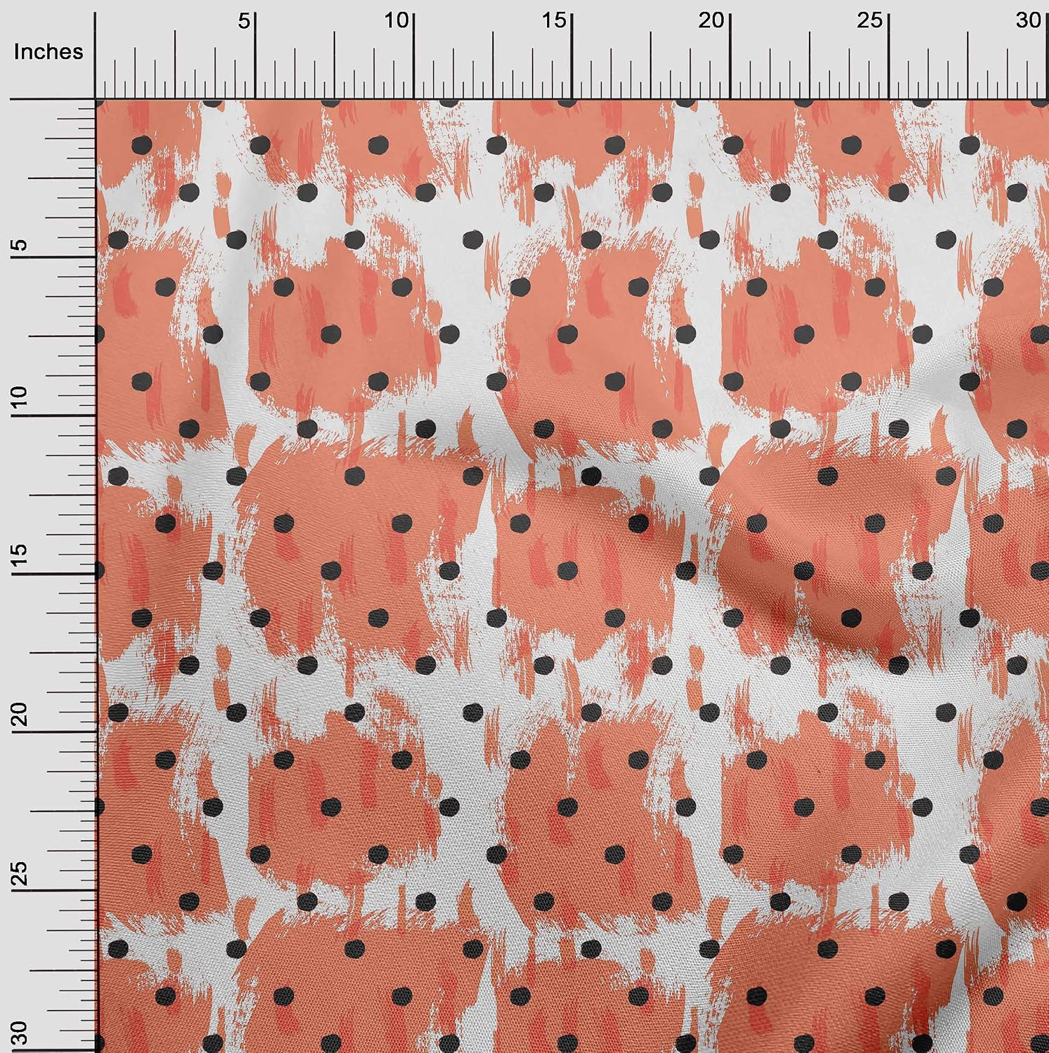 oneOone Viscose Chiffon Dark Peach Fabric Polka Sewing Fabric By The Yard Printed DIY Clothing Sewing Supplies 42 Inch Wide