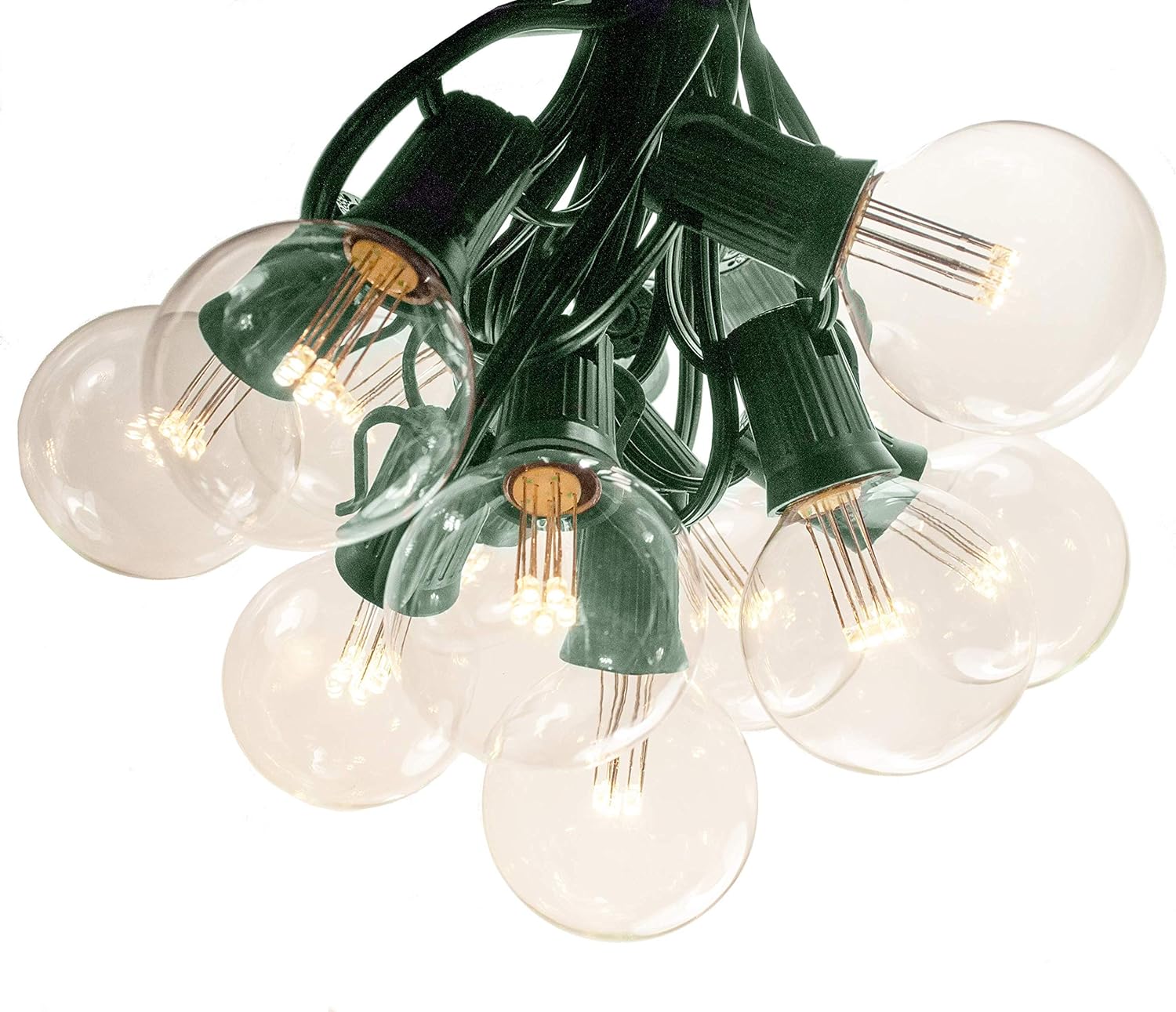 Hometown Evolution, Inc. G50 2" LED Diode Warm White Outdoor Patio String Lights with 0.6 Watt Light Bulbs (Green Wire, 100 ft)