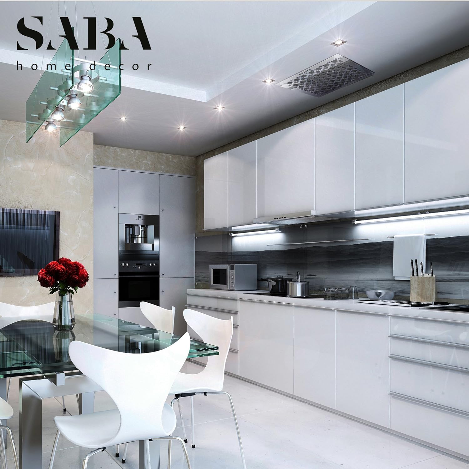 SABA Home Decor Air Vent Cover Grille - Acrylic Fiberglass 8 x 8 Duct Opening (10" x 10" Overall) Mirror Finish Return Register Covers for Walls and Ceilings not for Floor use, Venetian